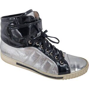 Alessandro Dell'Acqua Black Silver Metallic Fashion High-top Sneakers Mens 10.5